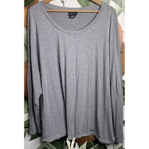 City Chic Size XL 22 Gray Boat Neck Dolman Sleeve Tie Front Shirt Viscose Blend